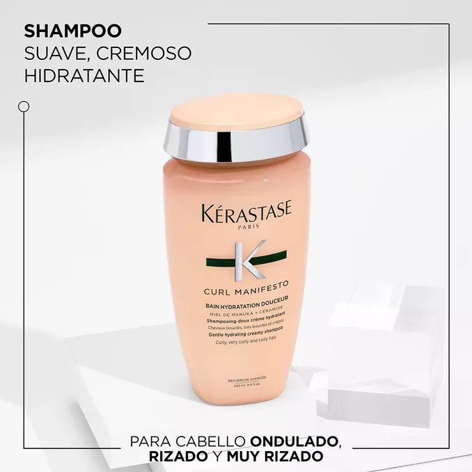 Shampoo Hidratante Cabello Rizado Bain Hydratation Douceur 250ml